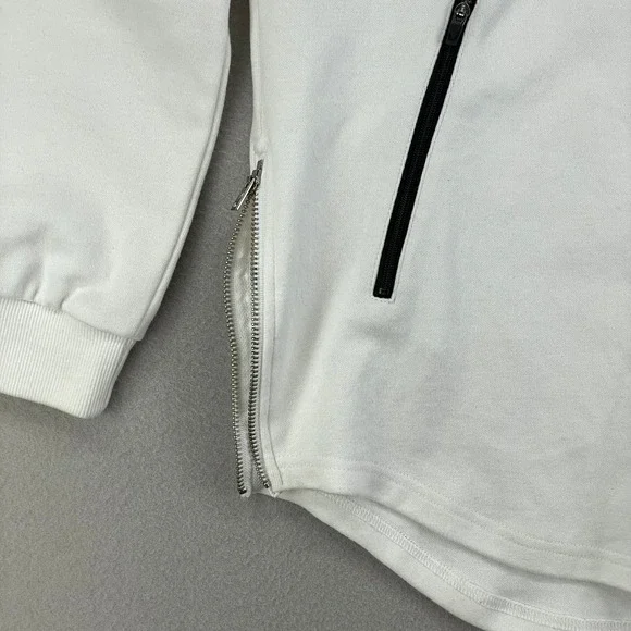 ASRV Hoodie Mens Large White Longline Terry Pullover Gym Athletic Slim-Fit - Picture 3 of 12